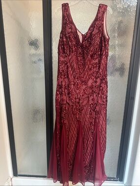Sleeveless Sequin Maxi Dress in Burgundy